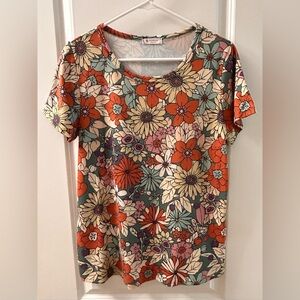 Vibrant Floral Short Sleeve Women's Top